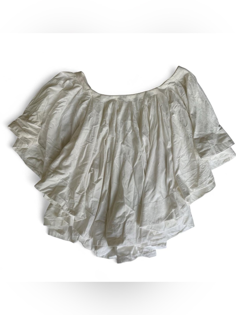 Anthropologie Maeve White Off The Shoulder Ruffle Swing Blouse Women’s Size XL